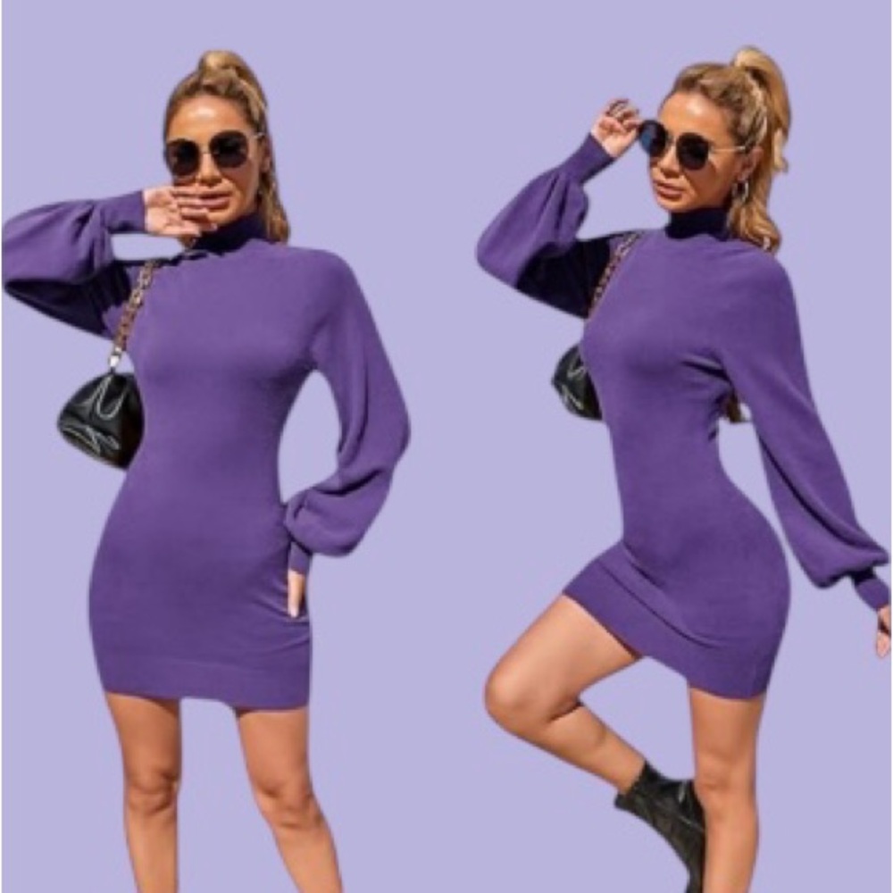 💜NWT! EXLURA! GORGEOUS SWEATER DRESS! SO TRENDY & COMFY! BODYCON! MOCK NECK!